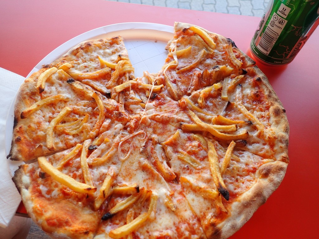 Pizza with fries....