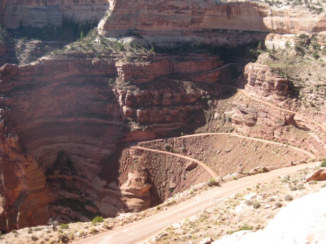 The switchback trail down to the White Rim trail in Canyonlands National Park