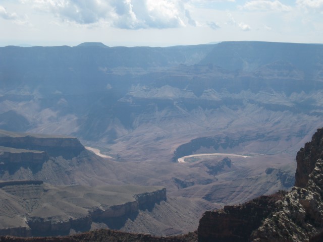 The Colorado river snakes through the Grand Canyon 1,600 metres below North Rim