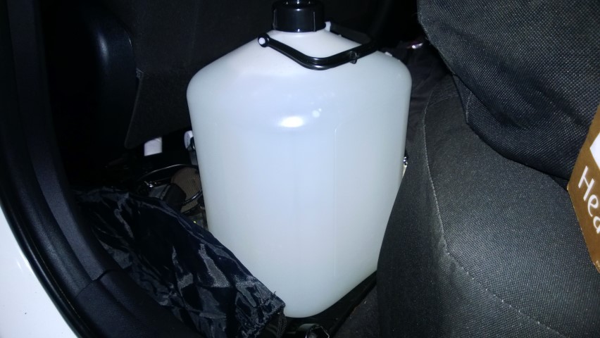10 litre water container left overnight in the car - frozen solid