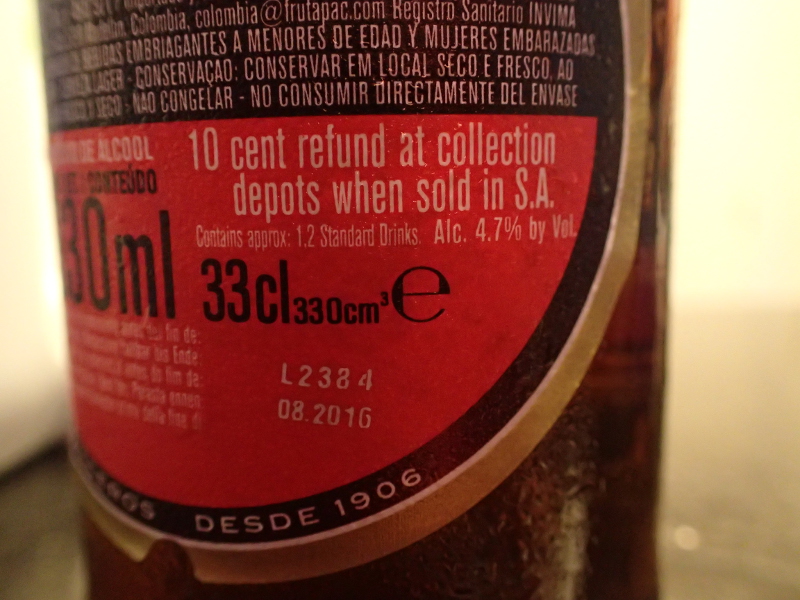 A bottle of beer produced in Spain exported to Brazil, but it still has the 10c container deposit fee for South Australia