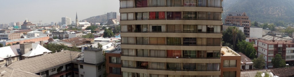 View from the 9th floor Apartment in central Santiago Chile. Don't think about earthquakes...