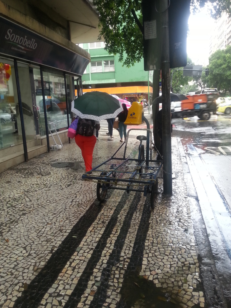 Lots of deliveries in Rio are done by Cargo bike. This is a large cargo bike outside a Bedding Store