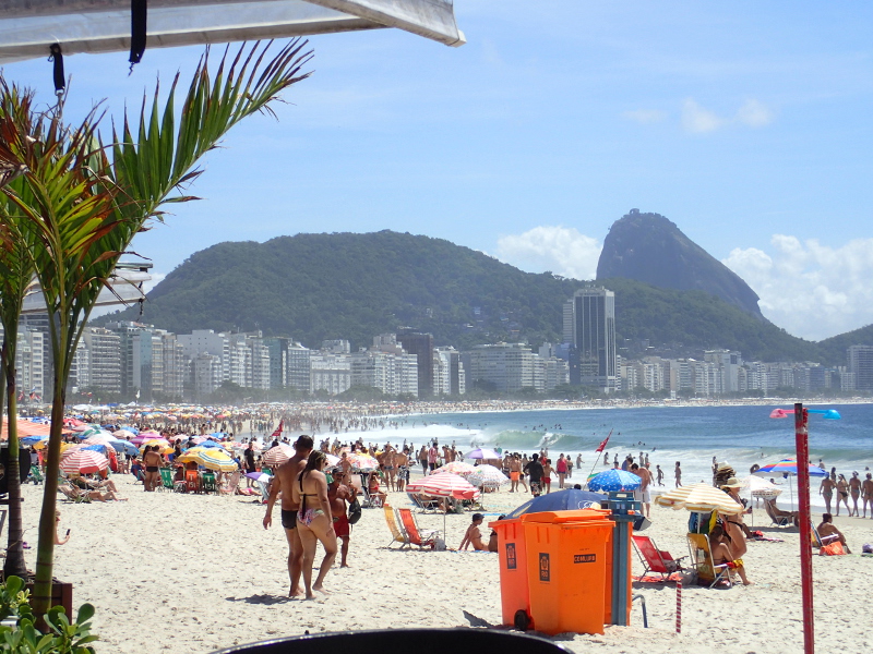 Copacabana Beach on a sunny Saturday morning