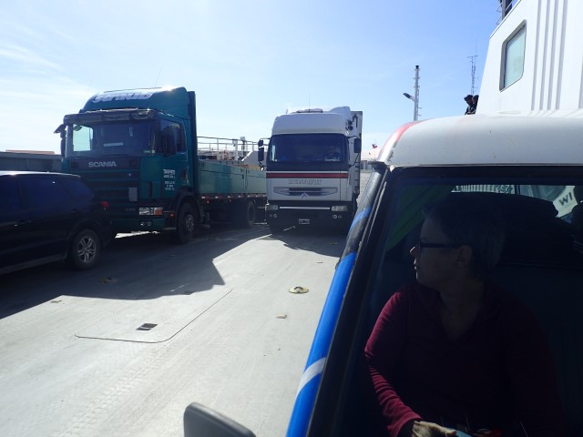 Loading the Ferry with trucks
