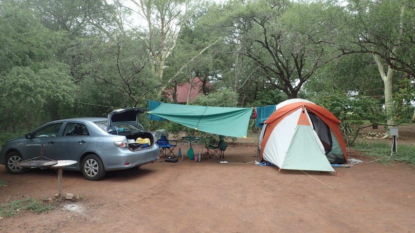 Another Safari camp at Satara Rest Camp, note Braai stand to left