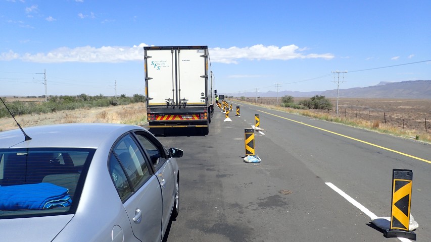 Waiting at one of the many road blocks on the N1 through the Karoo