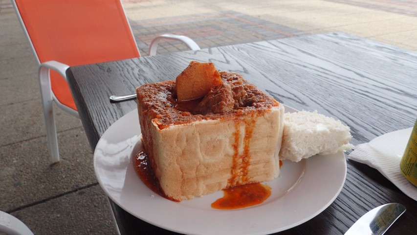 Bunny Chow for lunch (mutton and chicken)