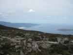 view from Ironbound Range towards prion beach south coast track tasmania