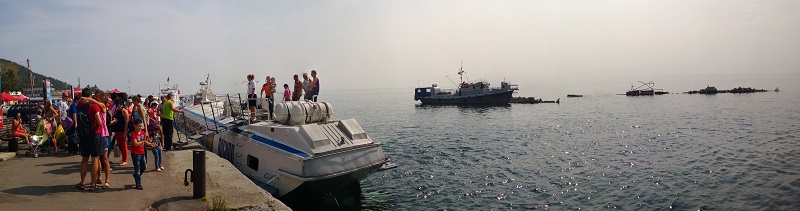 The Hydrofoil ferry docking at Listvyanka on Lake Baikal