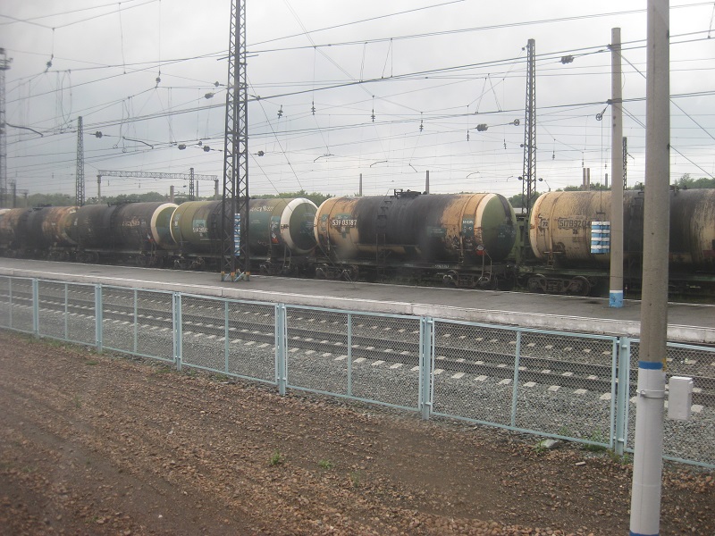 We passed and got passed by lots of freight trains transporting oil